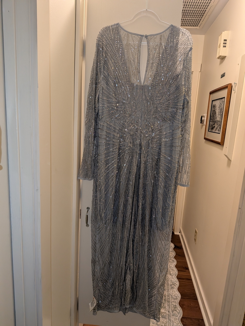 ASOS EDITION Curve embellished Beaded slit front dress ice blue (Gray) US 18 - Picture 2 of 7